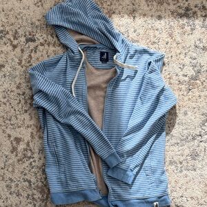 johnnie-O Light Blue Striped zip up hoodie